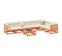 vidaXL Set Divani Giardino 8 pz con Cuscini Marrone Cera Massello Pino