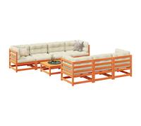 vidaXL Set Divani Giardino 8 pz con Cuscini Marrone Cera Massello Pino