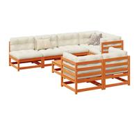 vidaXL Set Divani Giardino 8 pz con Cuscini Marrone Cera Massello Pino