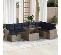 vidaXL Set Divani Giardino 9 pz con Cuscini Grigio Polyrattan
