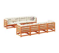 vidaXL Set Divani Giardino 9 pz con Cuscini Marrone Cera Massello Pino