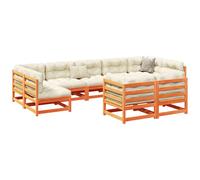 vidaXL Set Divani Giardino 9 pz con Cuscini Marrone Cera Massello Pino