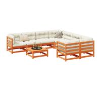 vidaXL Set Divani Giardino 9 pz con Cuscini Marrone Cera Massello Pino