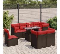 DIVANI DA GIARDINO VIDAXL Set da 9 pz con Cuscini Marrone Polyrattan Acacia - 3326185