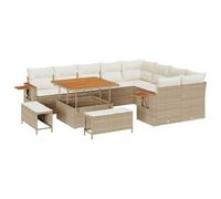 vidaXL Set Divani Giardino con Cuscini Beige e Tavolo in Legno di Acacia | 5 Pezzi | Mobili Esterni per Patio e Balcone | Divano Sezionale Loveseat Lounge