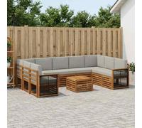 vidaXL Set di divani in legno di acacia massiccio, mobili da giardino, divano da esterno moderno, set sezionale per terrazza e patio, design durevole e confortevole