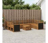 vidaXL Set di divani in legno massello di acacia, mobili da giardino, divano moderno per esterni, set angolare per terrazza e terrazza, comodo e durevole