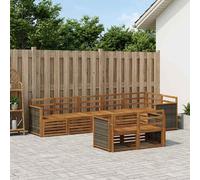 vidaXL Set di divani in legno massello di acacia, divano da giardino, sedute moderne per esterni, mobili comodi