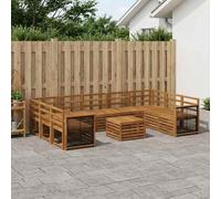 vidaXL Set di divani in legno massello di acacia, mobili da giardino, divano moderno per esterni, set angolare per terrazza e terrazza, comodo e durevole