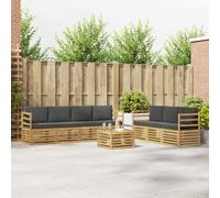 vidaXL Set di divani in legno di acacia solido, set di divani moderni per patio, mobili da giardino sezionali, sedili resistenti e confortevoli