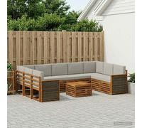 vidaXL Set di divani in legno di acacia massiccio, mobili da giardino, divano da esterno moderno, set sezionale per terrazza e patio, design durevole e confortevole
