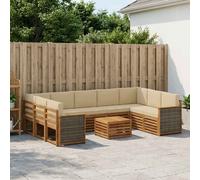 vidaXL Set di divani in legno massello di acacia, mobili da giardino, divano moderno per esterni, set angolare per terrazza e terrazza, comodo e durevole