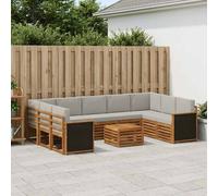 vidaXL Set di divani in legno massello di acacia, mobili da giardino, divano moderno per esterni, set angolare per terrazza e terrazza, comodo e durevole