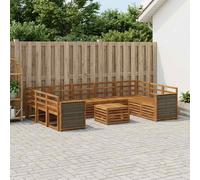 vidaXL Set di divani in legno massello di acacia, mobili da giardino, divano moderno per esterni, set angolare per terrazza e terrazza, comodo e durevole