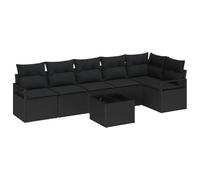 vidaXL Set Divani Modulari da Giardino con 4 Pezzi e Cuscini Rattan Nero, Resistente alle Intemperie, con Fodere Rimovibili, Stile e Comfort per Patio, Terrazza, Salotto, Deck, Estate