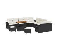 vidaXL Set Divani Moduli Giardino 13 Pezzi 6 Posti Rattan Nero con Cuscini Bianchi Crema, Intrecciati a Mano, Resistenti alle Intemperie, Mobili per Esterni, Patio e Terrazzo, Stile di Lusso