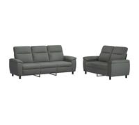 vidaXL Set divano 2 pezzi grigio scuro tessuto
