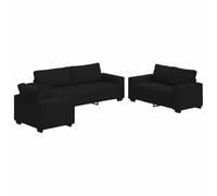 vidaXL Set di Divani 3 pz con Cuscini Nero in Tessuto, divano, divano seduta, divano relax, divano comfort, sedia tv, poltrona per il tempo libero