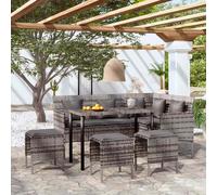 vidaXL Set Divano a L con Cuscini 5 pz Grigio in Polyrattan