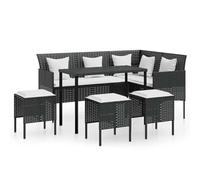 vidaXL Set Divano a L con Cuscini 5 pz Nero in Polyrattan