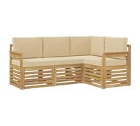 vidaXL Set divano da esterno 4 pezzi bianco e beige 187,5 x 128,5 x 73 cm, set lounge da giardino, arredamento moderno da esterno, divano componibile per terrazza e patio