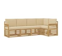 vidaXL Set divano da esterno 5 pezzi bianco e beige 247 x 128,5 x 73 cm, giardino, divano componibile moderno, mobili da esterno, terrazza salotto, confortevole area salotto