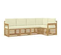 vidaXL Set divano da esterno 5 pezzi bianco e crema 247 x 128,5 x 73 cm, giardino, divano componibile moderno, mobili da esterno, terrazza salotto, confortevole area salotto
