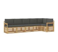 vidaXL Set divano da esterno 6 pezzi bianco e antracite 306 x 128,5 x 73 cm, giardino, divano moderno da esterno, mobili per camera d'angolo, terrazza salotto, accogliente area salotto