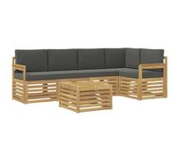 vidaXL Set divano da esterno 6 pezzi bianco e antracite 59 x 59 x 37 cm poliestere, mobili da giardino, divano componibile moderno, set salotto all'aperto, terrazza per relax