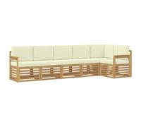 vidaXL Set divano da esterno 6 pezzi bianco e crema 306 x 128,5 x 73 cm, giardino, divano moderno da esterno, mobili per camera d'angolo, terrazza salotto, accogliente area salotto