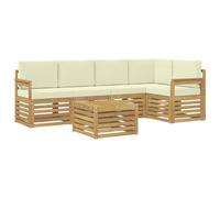 vidaXL Set divano da esterno 6 pezzi bianco e crema 59 x 59 x 37 cm poliestere, mobili da giardino, divano componibile moderno, set salotto esterno, terrazza per relax