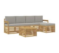 vidaXL Set divano da esterno 6 pezzi bianco e grigio chiaro 59 x 59 x 37 cm poliestere, mobili da giardino, divano moderno esterno, set sezionale, terrazza lounge, seduta comoda