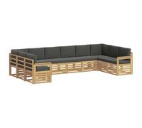 vidaXL Set divano da esterno 7 pezzi bianco e antracite 363 x 187,5 x 73 cm, set di mobili da giardino, divano esterno moderno, comodo patio, mobili durevoli per terrazza