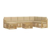 vidaXL Set divano da esterno 7 pezzi bianco e beige 59 x 59 x 37 cm poliestere, divano da giardino, set di divani da patio moderno, salotto resistente per un comodo appendere alla terrazza