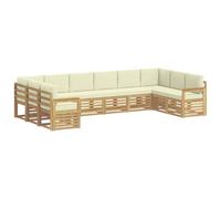 vidaXL Set divano da esterno 7 pezzi bianco e crema 363 x 187,5 x 73 cm, set di mobili da giardino, divano esterno moderno, comodo patio, mobili durevoli per terrazza