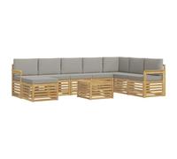 vidaXL Set divano da esterno 7 pezzi bianco e grigio chiaro 59 x 59 x 37 cm poliestere, divano da giardino, set di divani da patio moderno, salotto resistente per un comodo appendere alla terrazza
