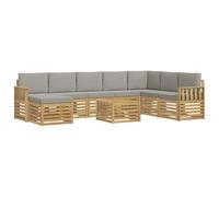 vidaXL Set divano da esterno 7 pezzi bianco e grigio chiaro 59 x 59 x 37 cm poliestere, divano da giardino, set di divani da patio moderno, salotto resistente per un comodo appendere alla terrazza