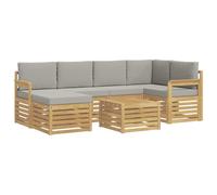 vidaXL Set divano da esterno 7 pezzi bianco e grigio chiaro 59 x 59 x 37 cm poliestere, divano esterno, mobili sezionali moderni, angolo confortevole, ideale per rilassarsi sulla terrazza