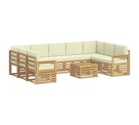 vidaXL Set divano da esterno 8 pezzi bianco e crema 59 x 59 x 37 cm poliestere, mobili da giardino, divano esterno moderno, set sezionale per salotto e terrazza, design durevole e confortevole