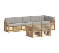 vidaXL Set divano da esterno 8 pezzi bianco e grigio chiaro 306 x 128,5 x 73 cm, divano da giardino, mobili da esterno moderni, salotto sezionale, set da terrazza, arredamento confortevole
