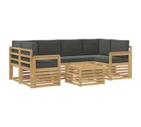 vidaXL Set divano da esterno con cuscino 7 pezzi in poliestere bianco e antracite, giardino, moderno gruppo di sofago, mobili sezionali durevoli per patio, terrazza angolo salotto e comfort