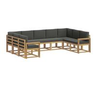 vidaXL Set divano da esterno con cuscino 9 pezzi bianco e antracite, divani da giardino moderni, mobili da giardino resistenti alle intemperie, mobili da salotto in legno di acacia, posti belli, bella
