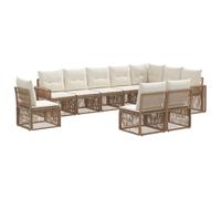 vidaXL Set Divano da Giardino 10 pcs Beige e Bianco Crema polyrattan