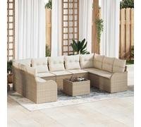 vidaXL Set Divano da Giardino 10 pcs Beige e bianco Poly Rattan