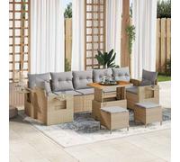 vidaXL Set Divano da Giardino 10 pcs Beige e Grigio Chiaro polyrattan