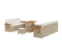 vidaXL Set Divano da Giardino 10 PCS Beige e Panna 90 x 55 x 71 cm, Mobili da Giardino e terrazza, Set Moderno, Materiali Resistenti UV, Cuscini sfoderabili, Divano in Rattan Intrecciato