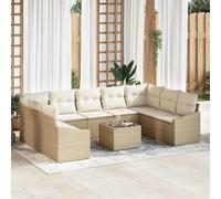 vidaXL Set Divano da Giardino 10 pcs Beige Poly Rattan
