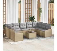 vidaXL Set Divano da Giardino 10 pcs Beige Poly Rattan