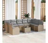 vidaXL Set Divano da Giardino 10 pcs Beige Poly Rattan