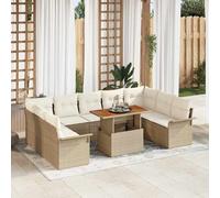 vidaXL Set Divano da Giardino 10 pcs Beige Poly Rattan